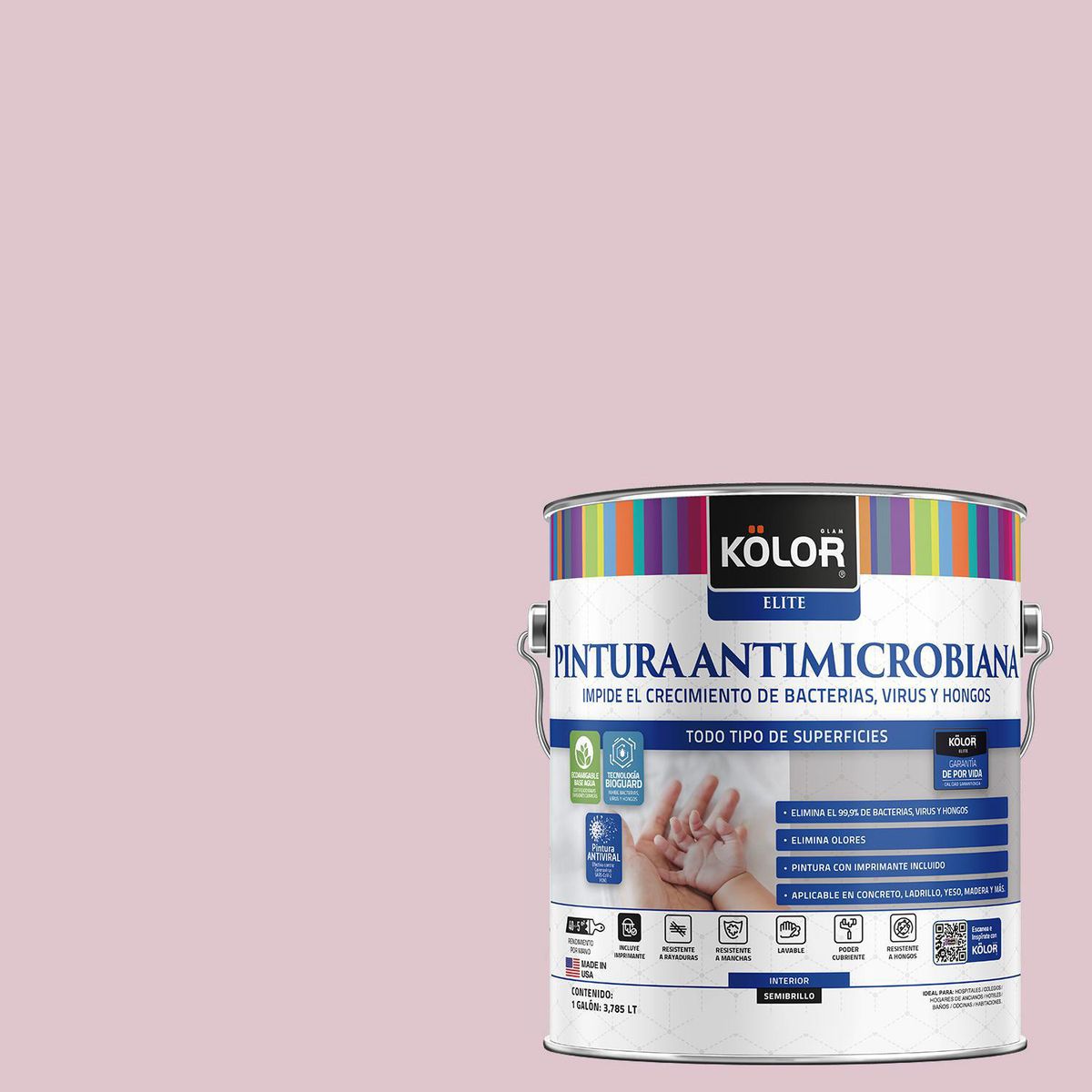 KOLOR - Pintura Antimicrobiana 1 galón(es) Semibrillante Púrpura Marzapur