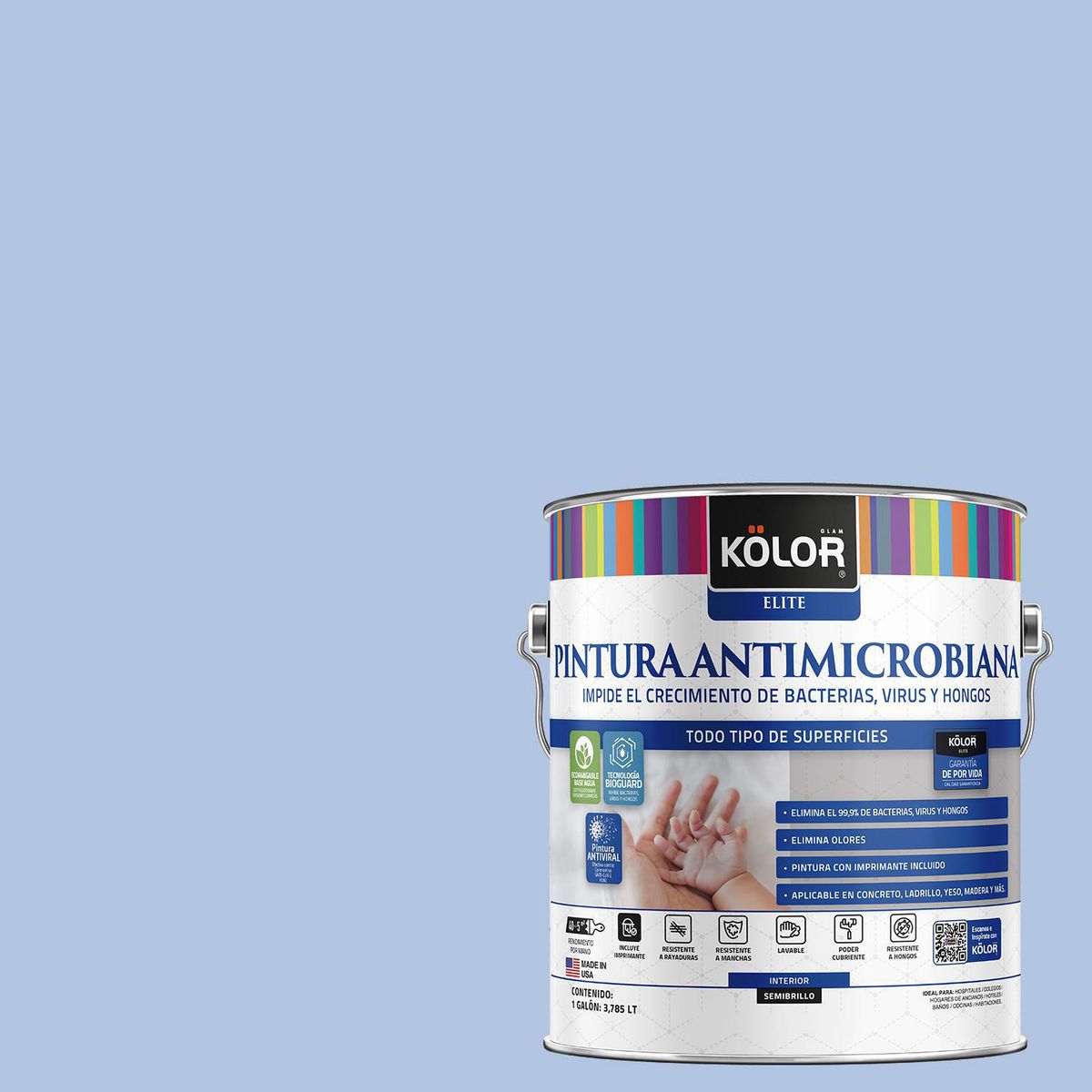 KOLOR - Pintura Antimicrobiana 1 galón(es) Semibrillante Celeste Lituania