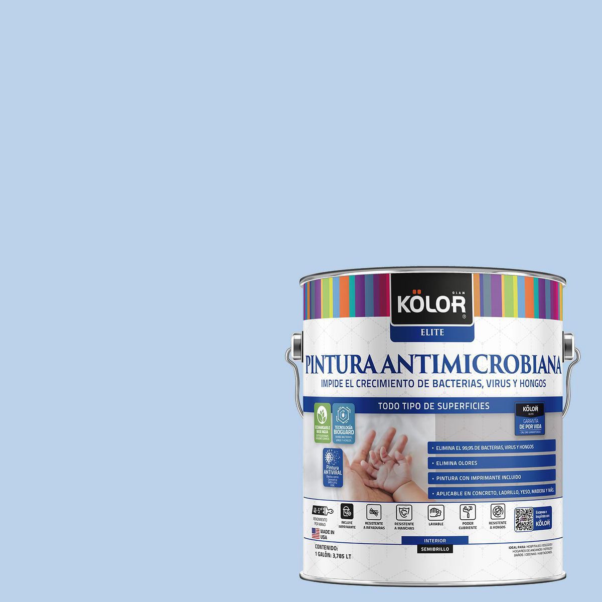 KOLOR - Pintura Antimicrobiana 1 galón(es) Semibrillante Celeste Agata
