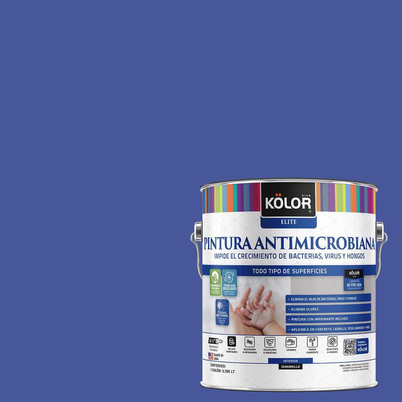 KOLOR - Pintura Antimicrobiana Semibrillante 1 galón(es) Azul Vancouver