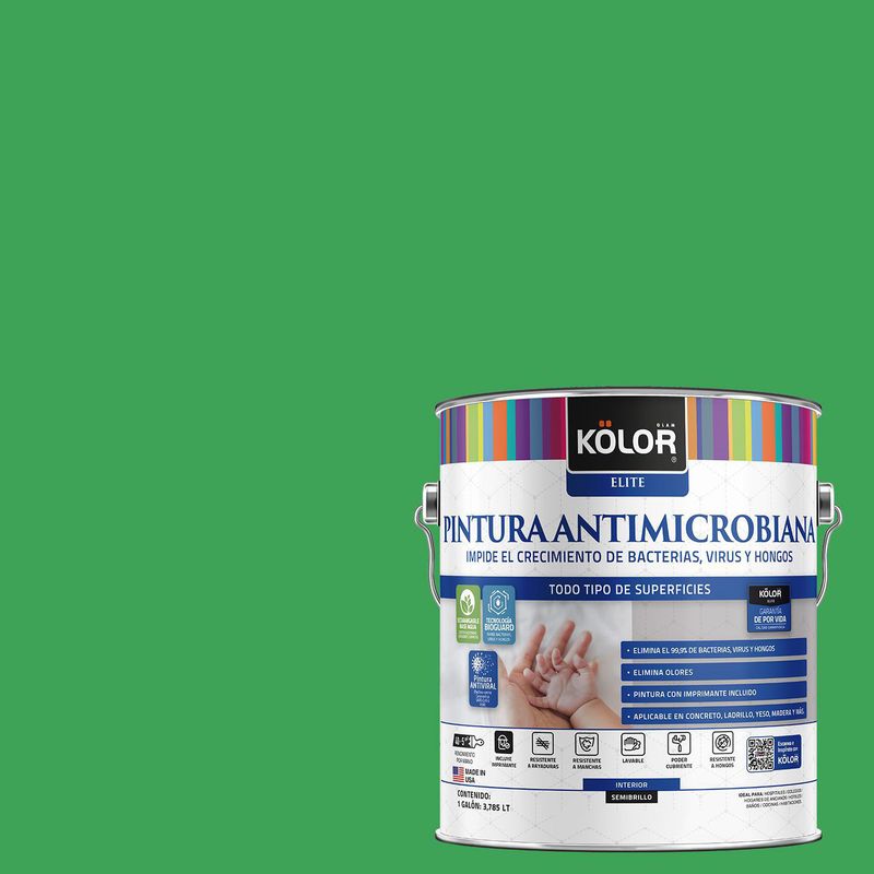 KOLOR - Pintura Antimicrobiana Semibrillante 1 galón(es) Verde Nimes