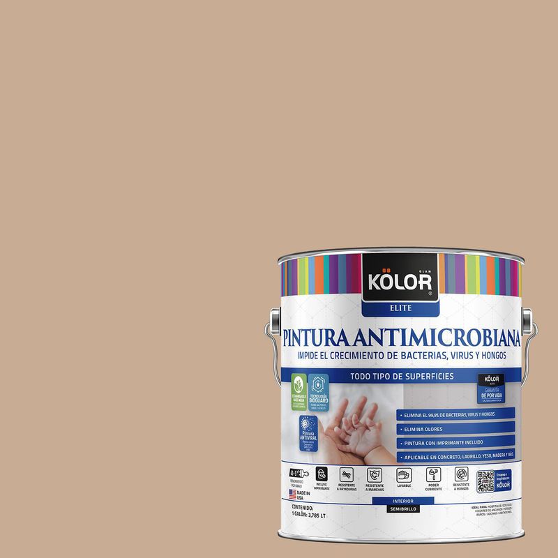 KOLOR - Pintura Antimicrobiana Semibrillante 1 galón(es) Café Bangui
