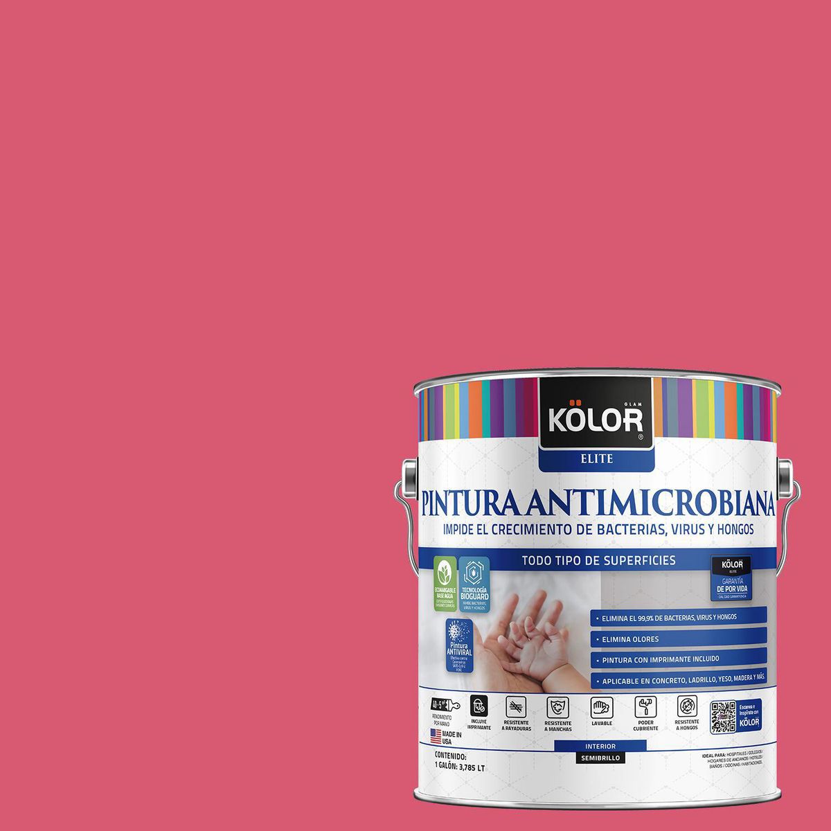 KOLOR - Pintura Antimicrobiana 1 galón(es) Semibrillante Rojo Alwar