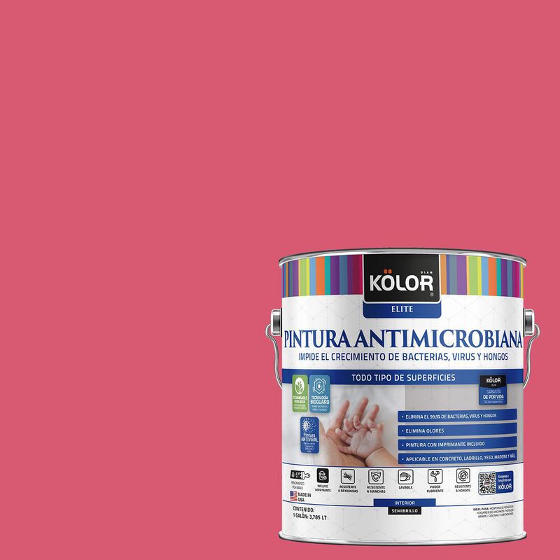 KOLOR - Pintura Antimicrobiana Semibrillante 1 galón(es) Rojo Alwar