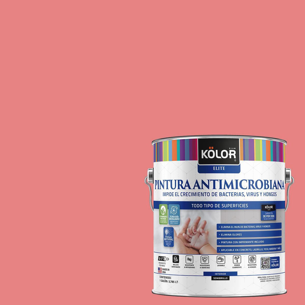 KOLOR - Pintura Antimicrobiana 1 galón(es) Semibrillante Rojo Zanjan