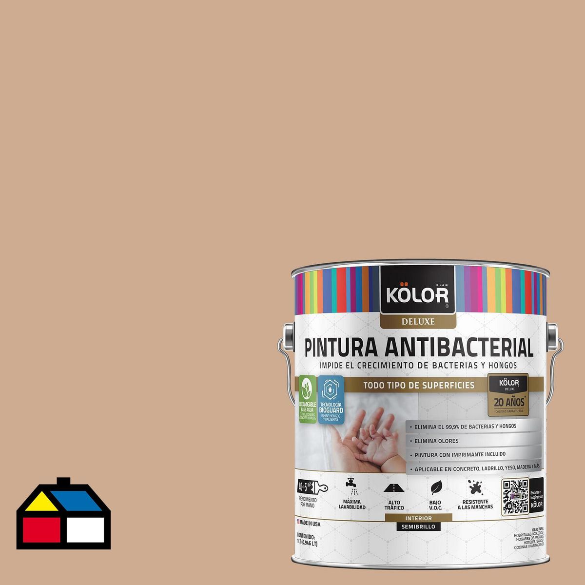 KOLOR - Pintura Antimicrobiana 1 galón(es) Semibrillante Naranjo Tripoli