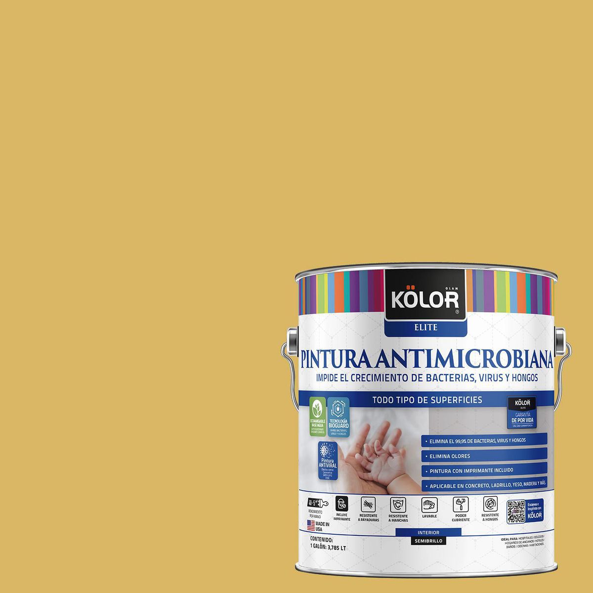 KOLOR - Pintura Antimicrobiana 1 galón(es) Semibrillante Amarillo Setúbal