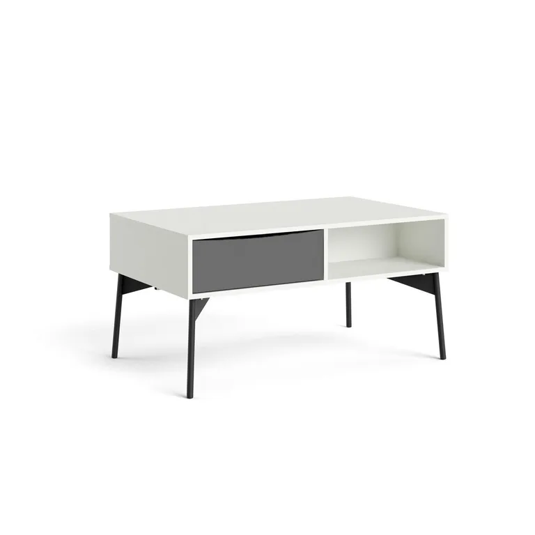 TVILUM Mesa de Centro Gogocn Blanco Mate/Gris 98.7x60.2x49.4 cm