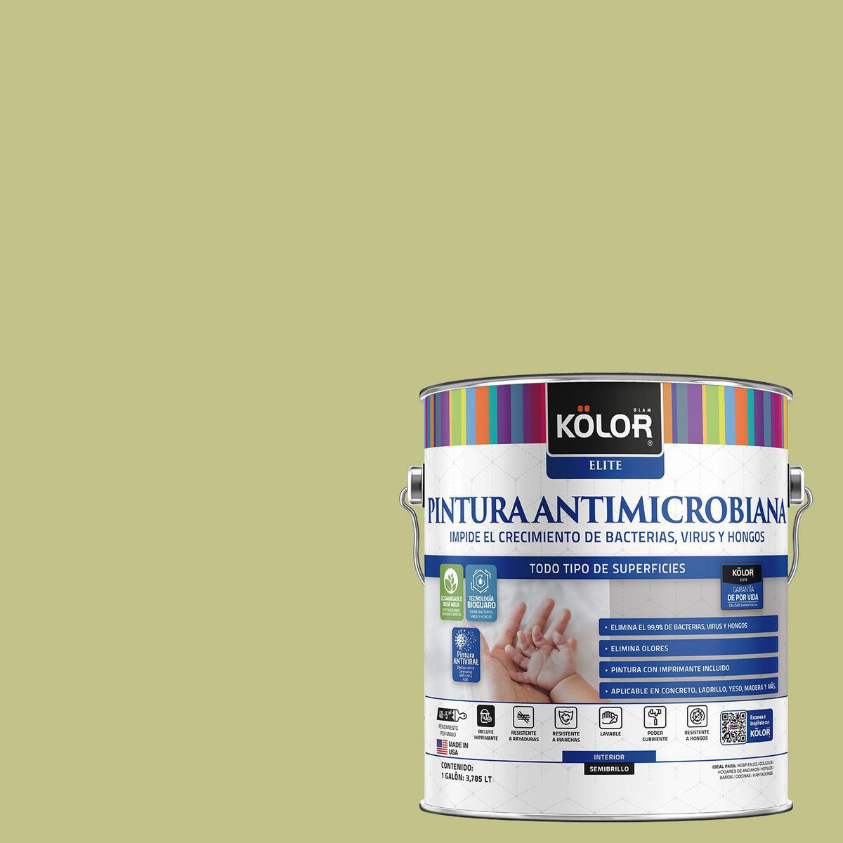 KOLOR - Pintura Antimicrobiana 1 galón(es) Semibrillante Verde Suita