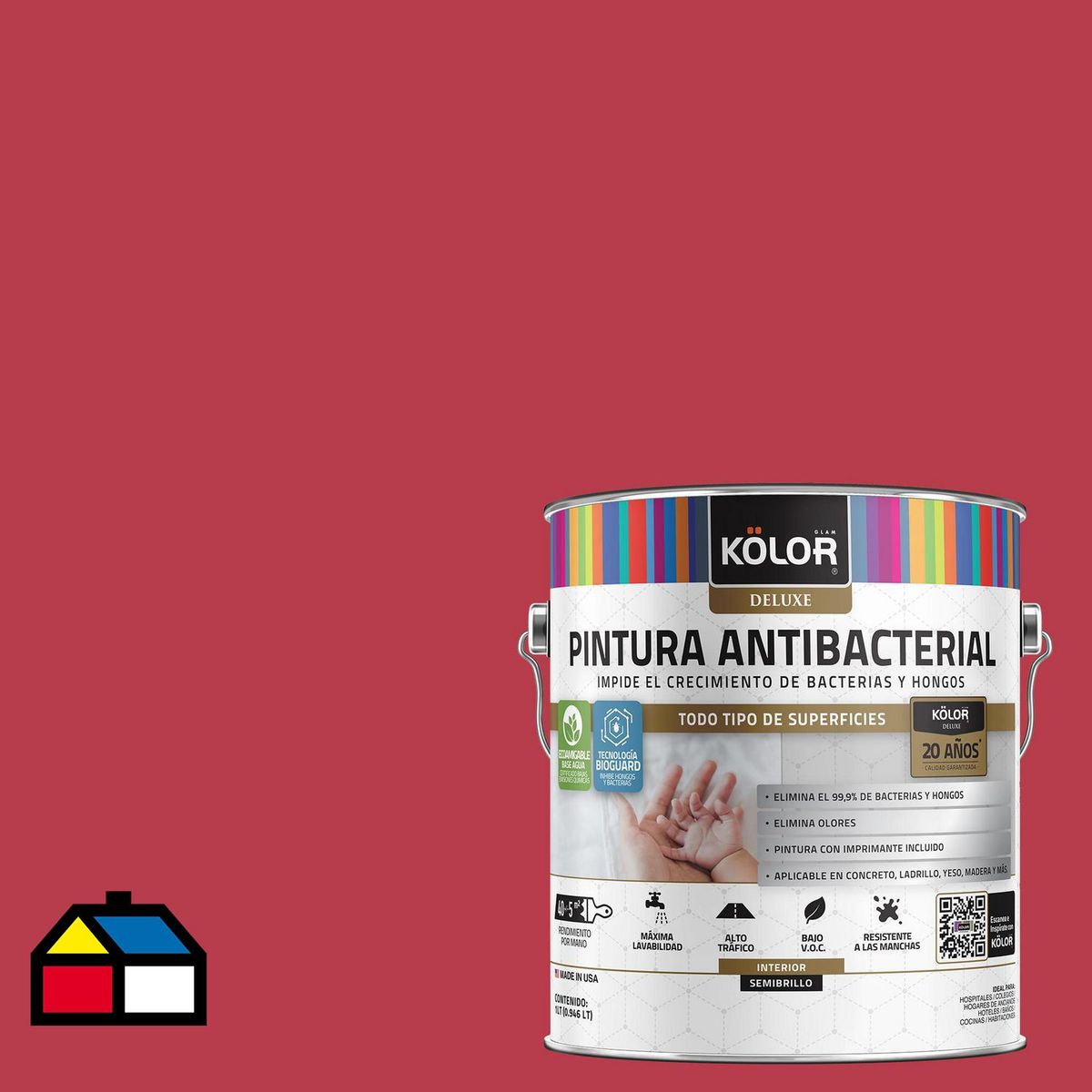 KOLOR - Pintura Antimicrobiana Semibrillante 1 galón(es) Rojo Mulhouse 