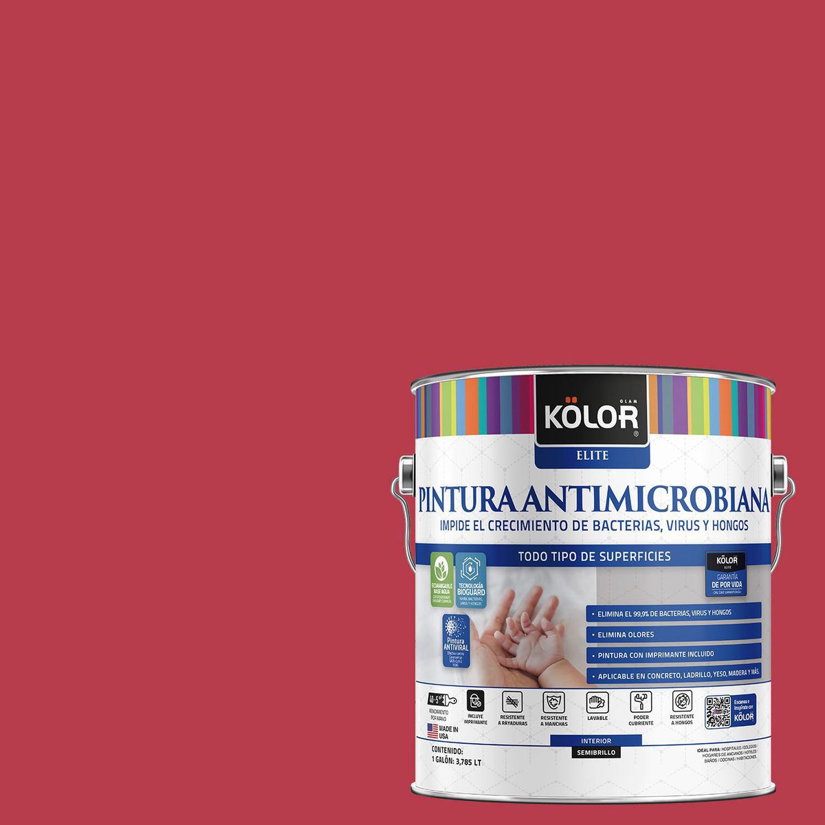 KOLOR - Pintura Antimicrobiana Semibrillante 1 galón(es) Rojo Mulhouse 