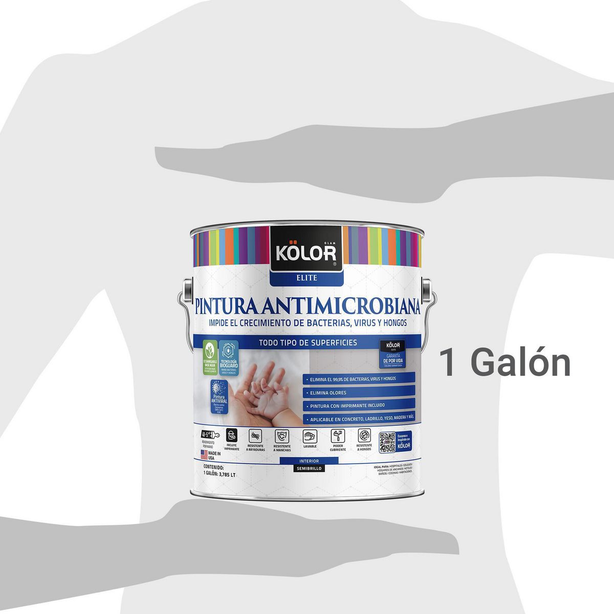 KOLOR - Pintura Antimicrobiana 1 galón(es) Semibrillante Verde Cordoba