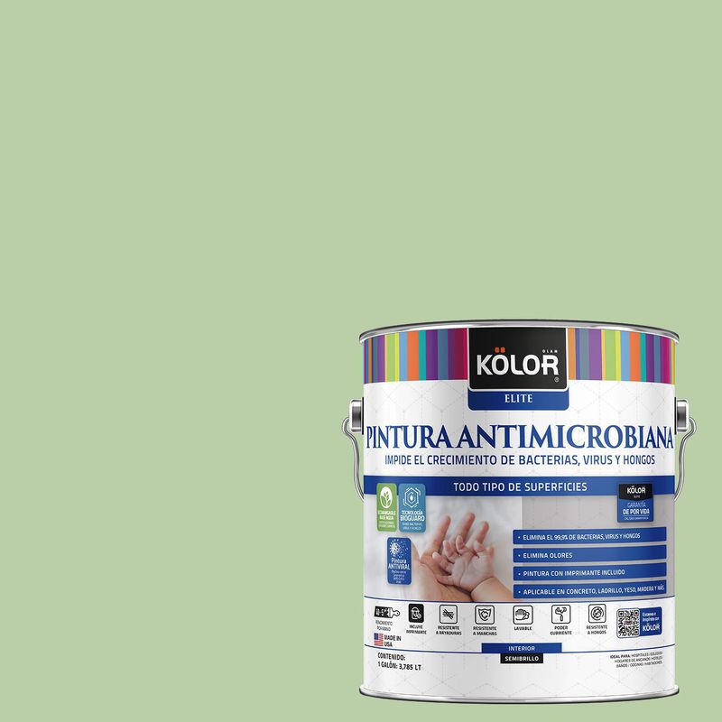 KOLOR - Pintura Antimicrobiana Semibrillante 1 galón(es) Verde Arouca