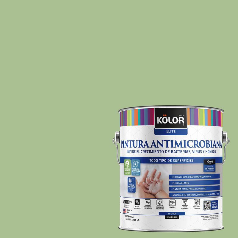 KOLOR - Pintura Antimicrobiana Semibrillante 1 galón(es) Verde Kakinada