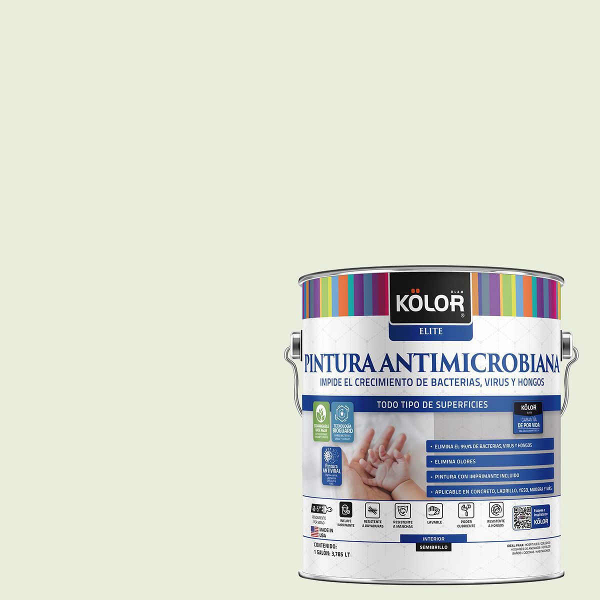 KOLOR - Pintura Antimicrobiana 1 galón(es) Semibrillante Verde Toyohashi