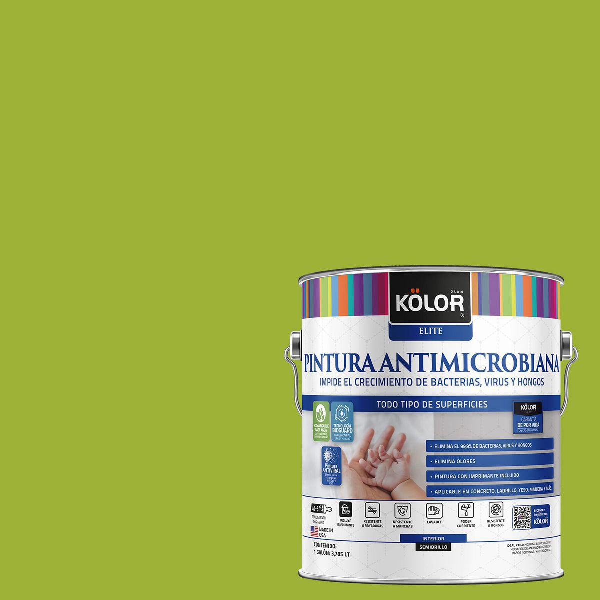 KOLOR - Pintura Antimicrobiana 1 galón(es) Semibrillante Verde New Castelle