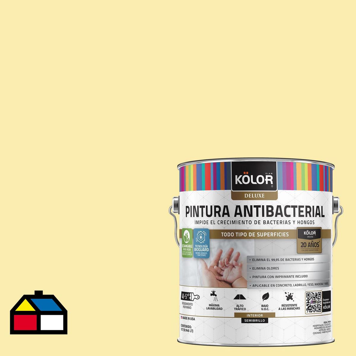 KOLOR - Pintura Antimicrobiana 1 galón(es) Semibrillante Amarillo Cotabato
