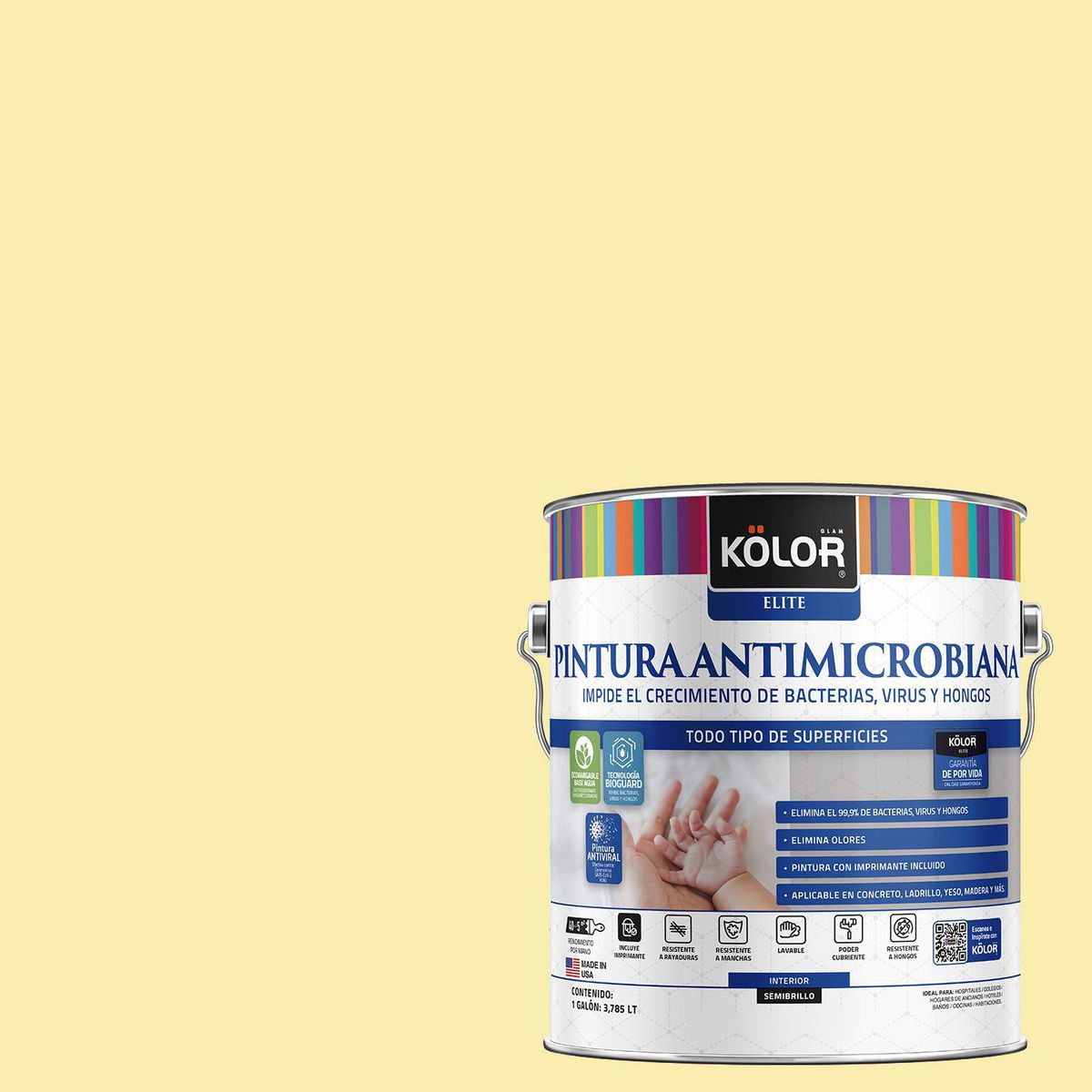 KOLOR - Pintura Antimicrobiana 1 galón(es) Semibrillante Amarillo Cotabato