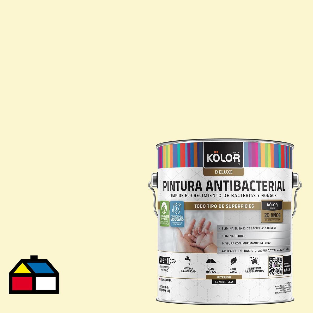 KOLOR - Pintura Antimicrobiana 1 galón(es) Semibrillante Amarillo Espoo