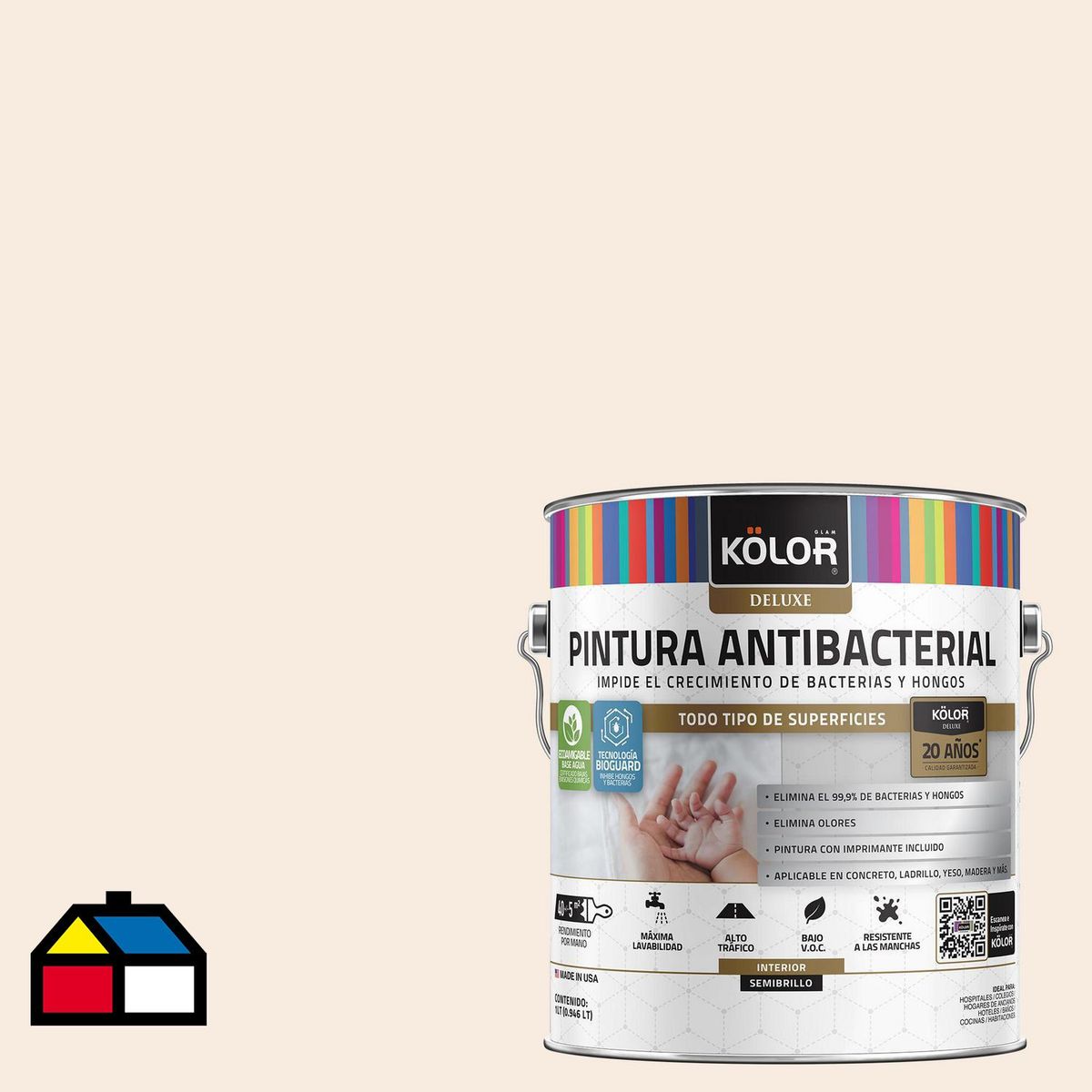 KOLOR - Pintura Antimicrobiana 1 galón(es) Semibrillante Naranjo Tirupur