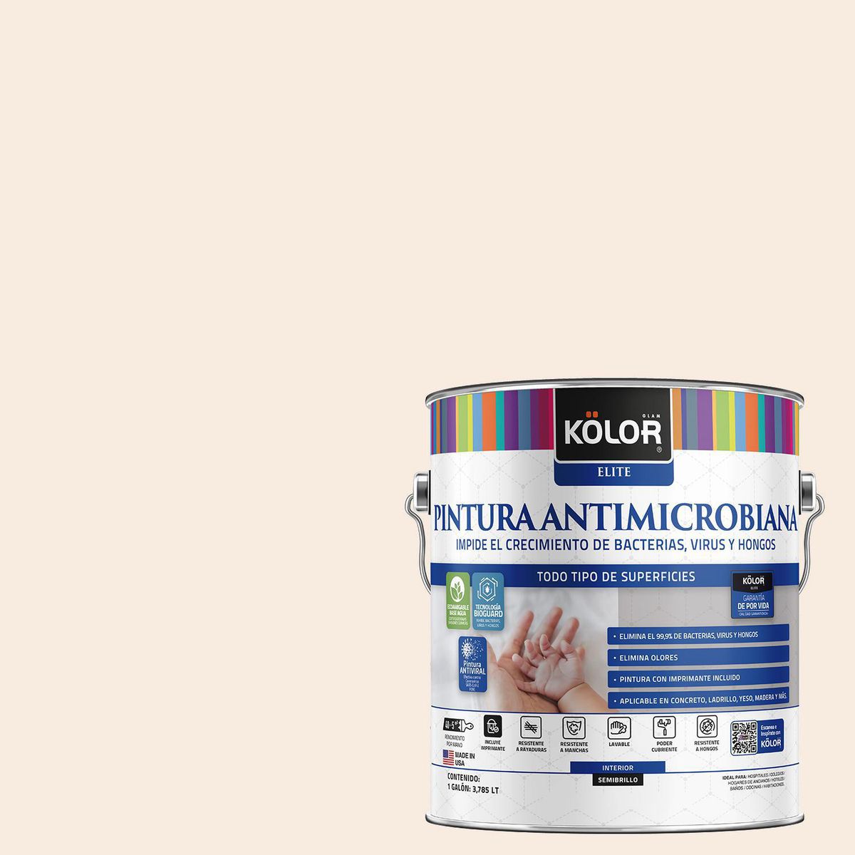 KOLOR - Pintura Antimicrobiana 1 galón(es) Semibrillante Naranjo Tirupur