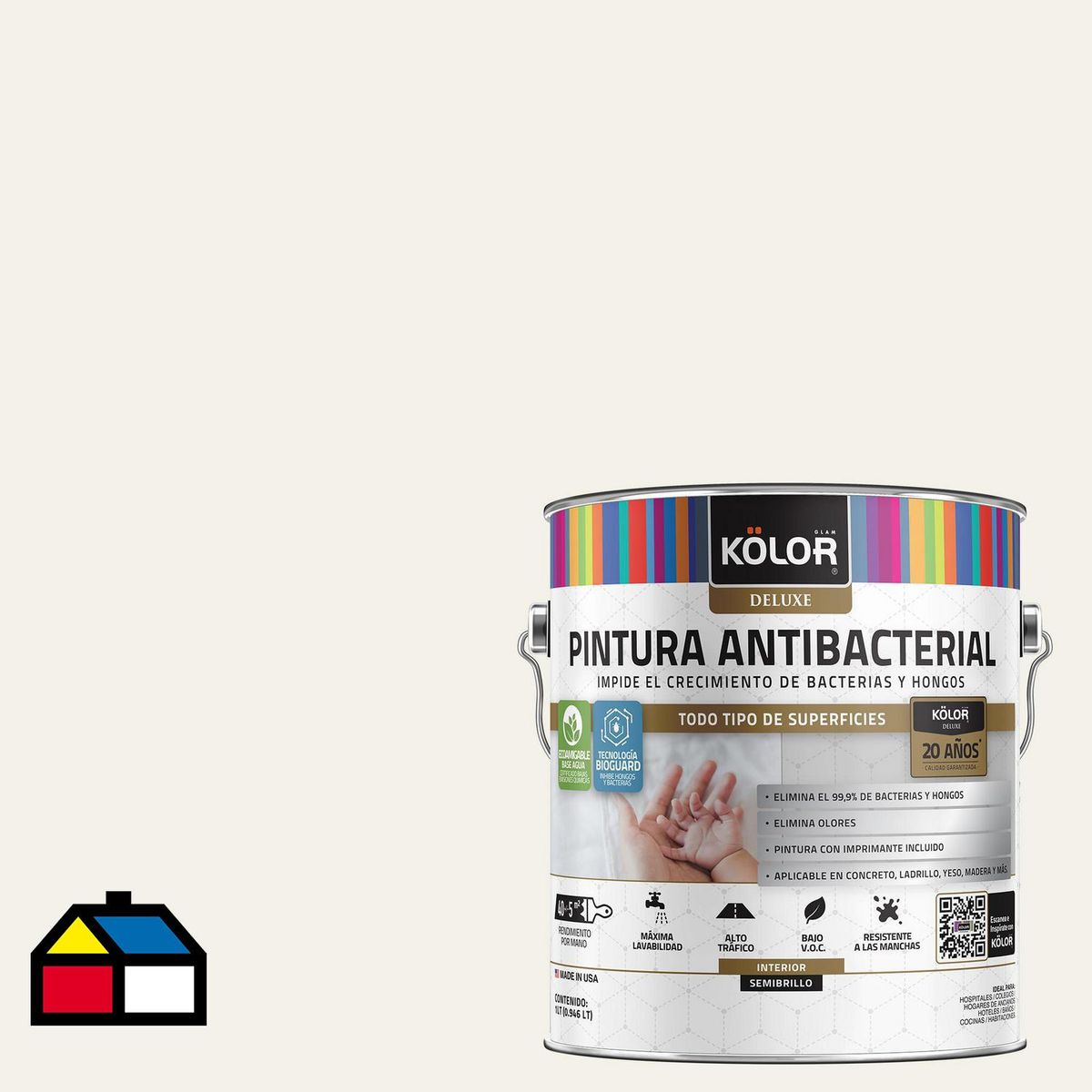 KOLOR - Pintura Antimicrobiana Semibrillante 1 galón(es) Blanco Lublin 