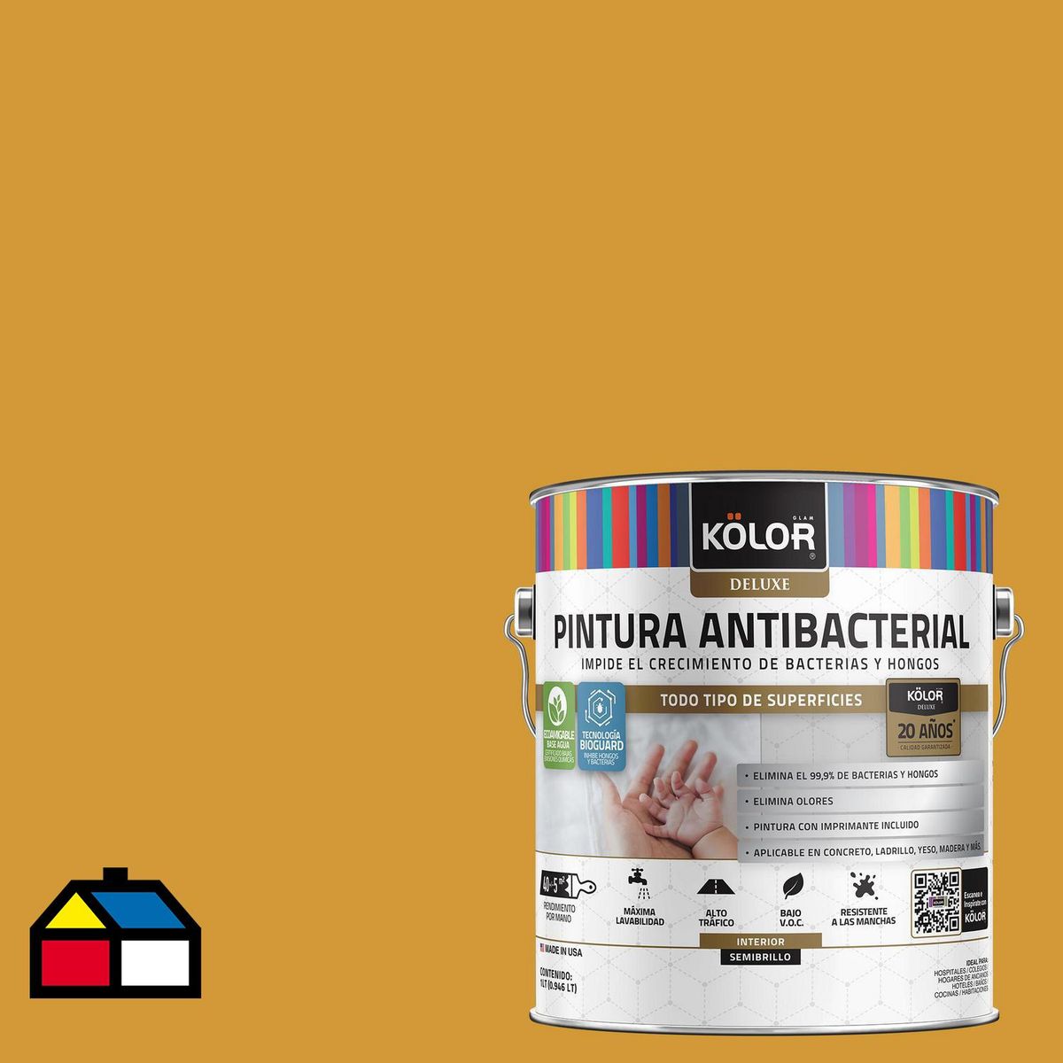 KOLOR - Pintura Antimicrobiana 1 galón(es) Semibrillante Amarillo Chonburi