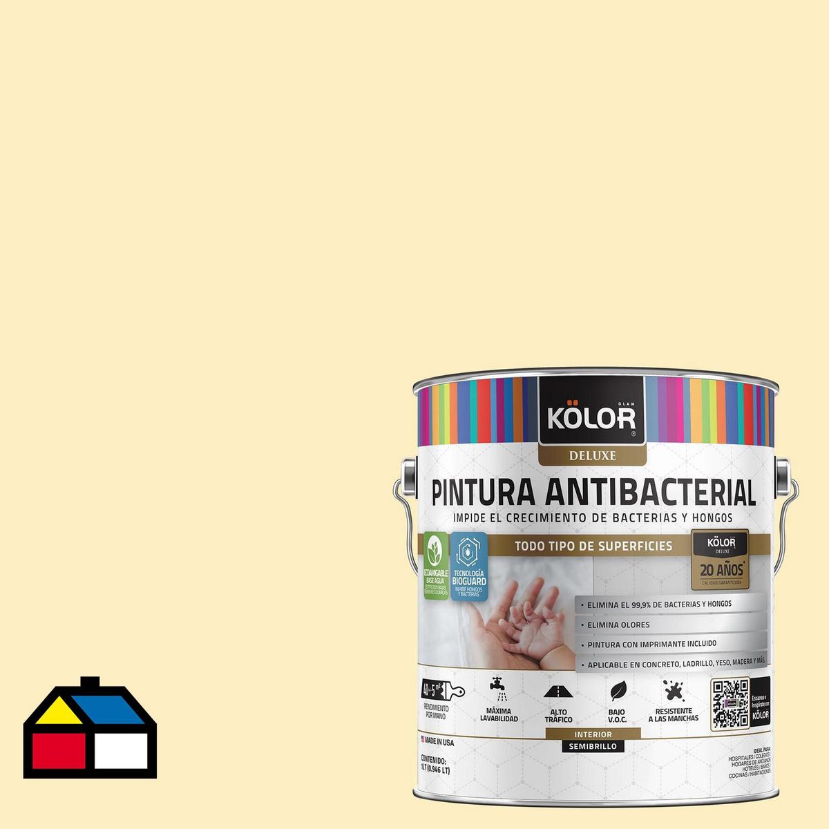 KOLOR - Pintura Antimicrobiana 1 galón(es) Semibrillante Amarillo Belfast