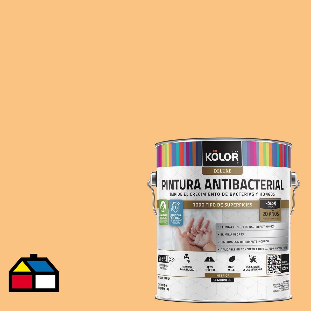 KOLOR - Pintura Antimicrobiana 1 galón(es) Semibrillante Naranjo Saint-Étienne