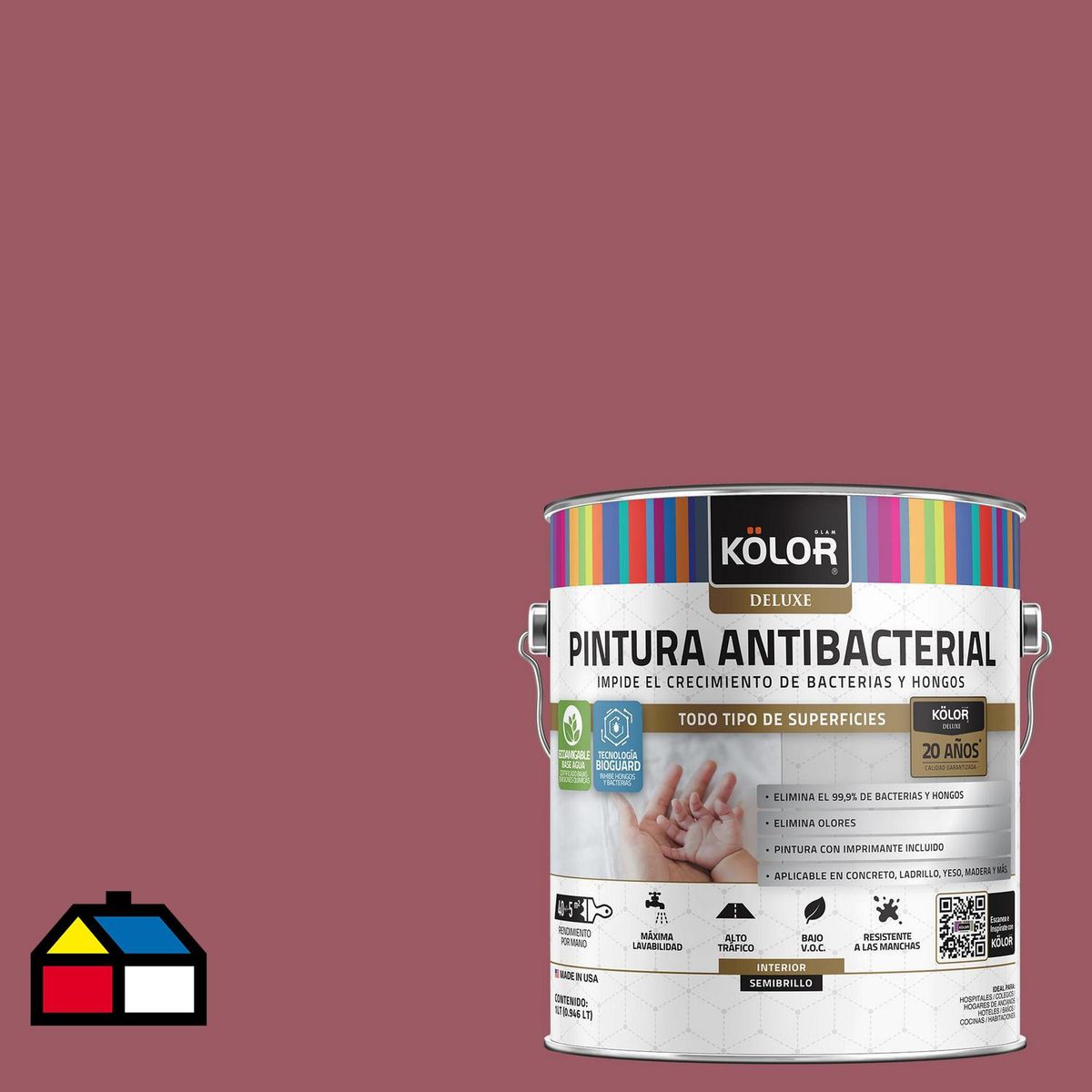 KOLOR - Pintura Antimicrobiana 1 galón(es) Semibrillante Fucsia Sasebo