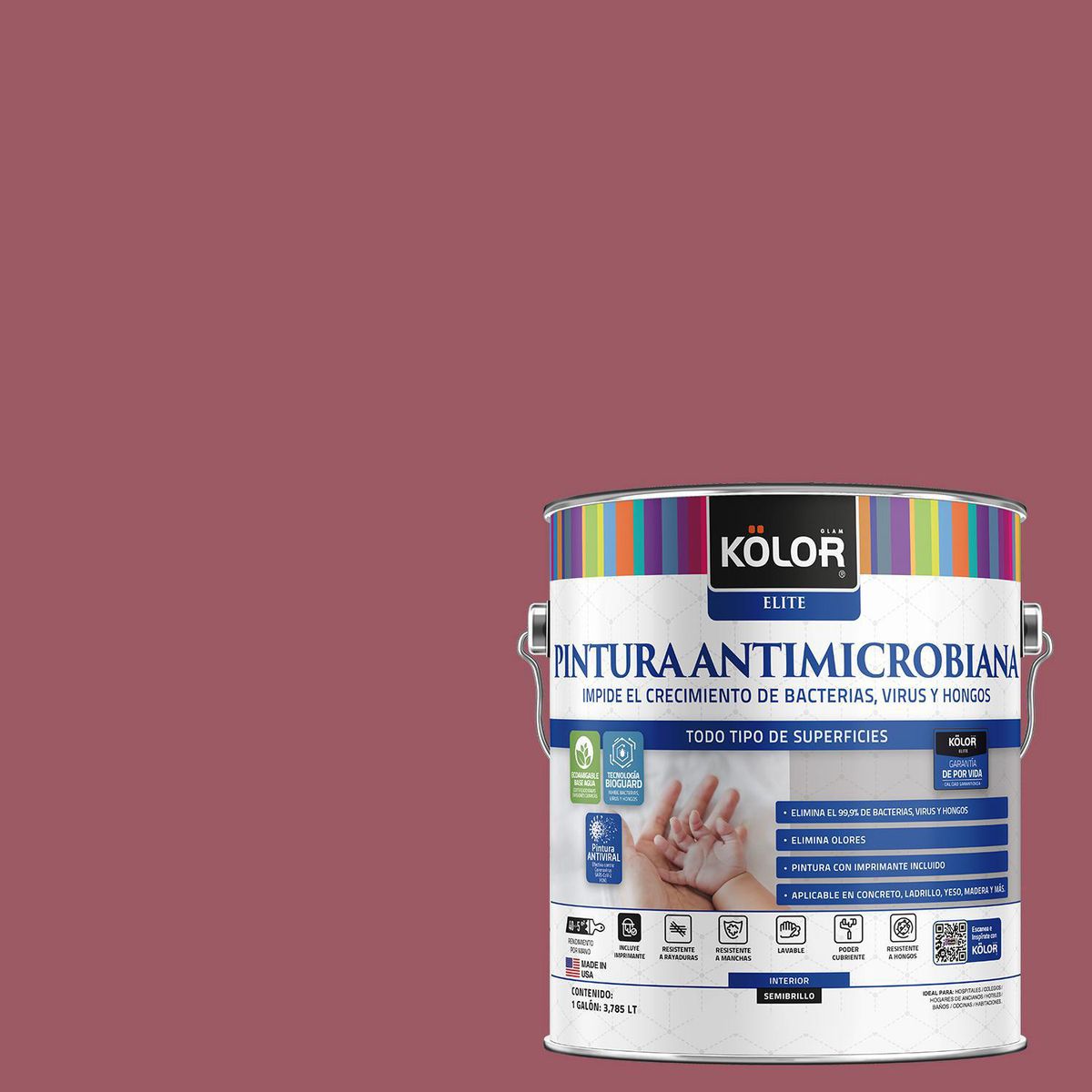 KOLOR - Pintura Antimicrobiana 1 galón(es) Semibrillante Fucsia Sasebo