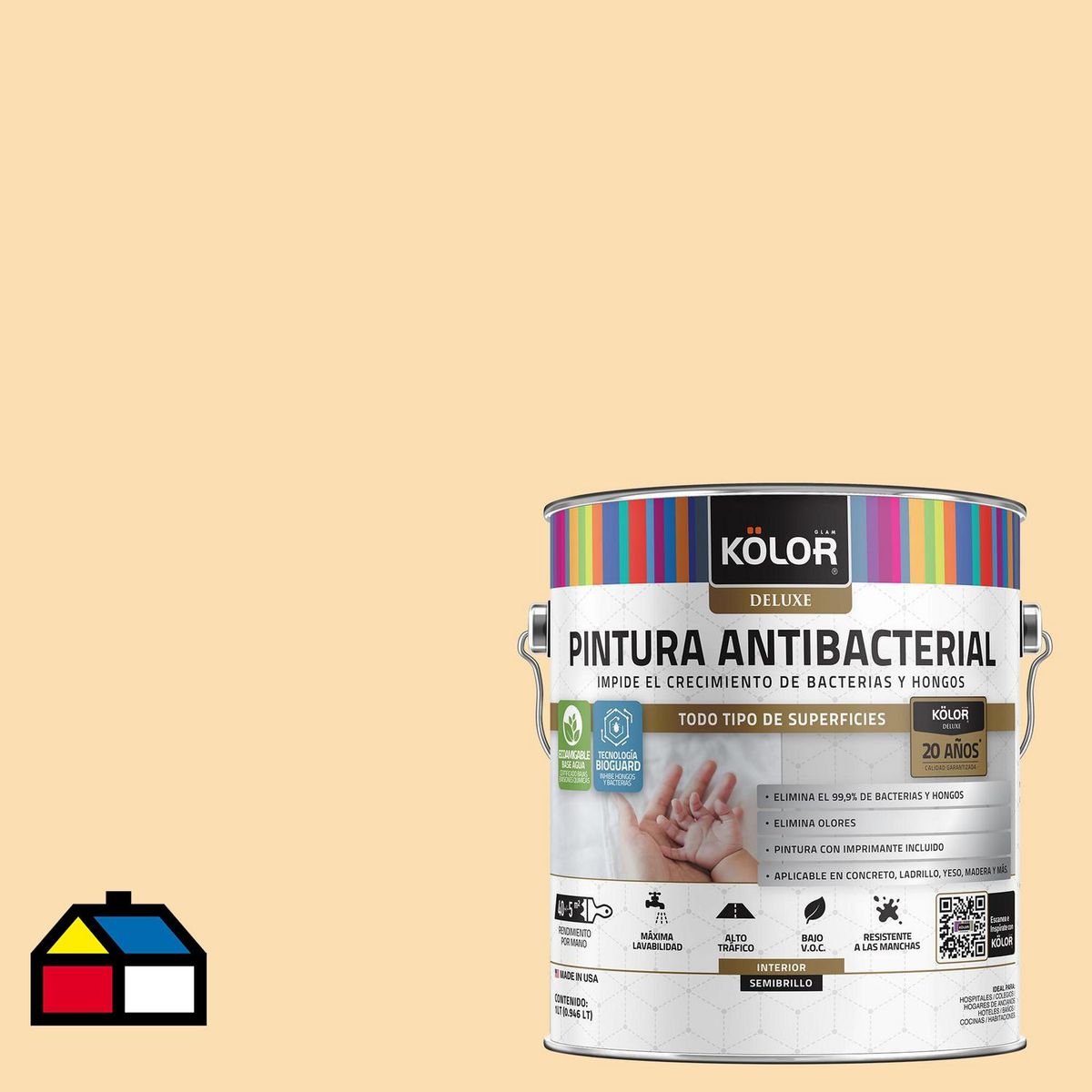KOLOR - Pintura Antimicrobiana 1 galón(es) Semibrillante Naranjo Köbe
