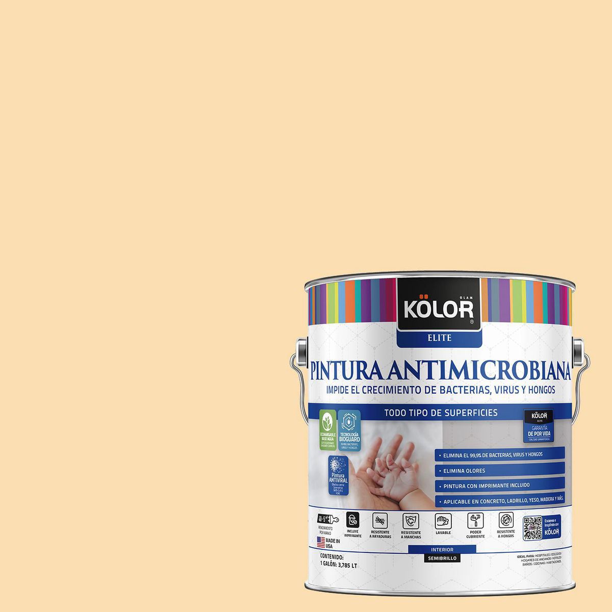KOLOR - Pintura Antimicrobiana 1 galón(es) Semibrillante Naranjo Köbe