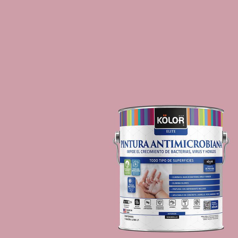 KOLOR - Pintura Antimicrobiana Semibrillante 1 galón(es) Rosado Kaposvar
