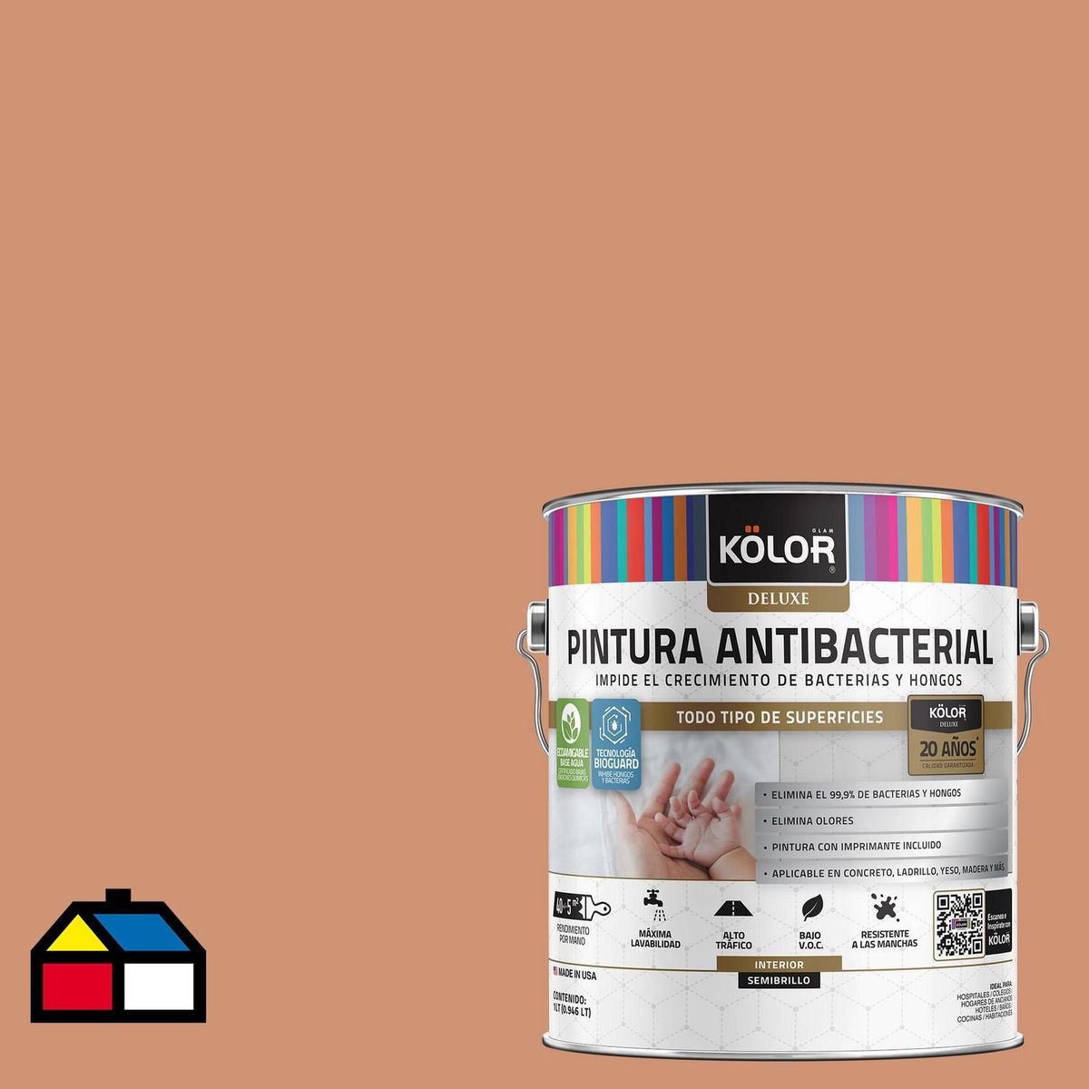 KOLOR - Pintura Antimicrobiana 1 galón(es) Semibrillante Amarillo Udini