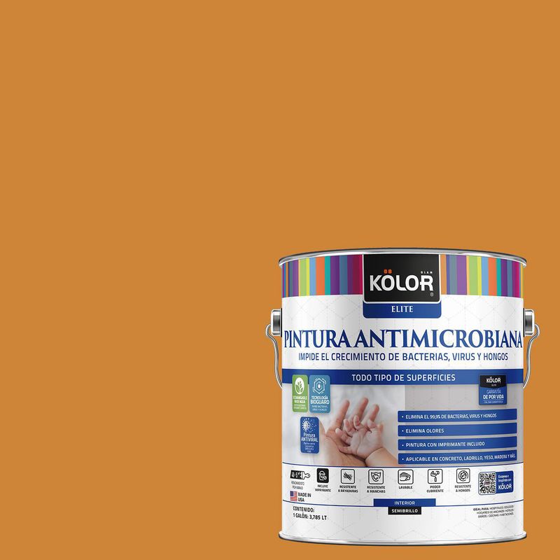 KOLOR - Pintura Antimicrobiana Semibrillante 1 galón(es) Café Bacoli