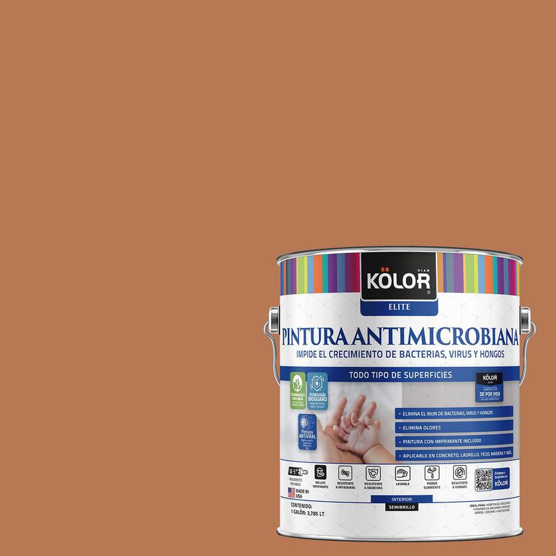 KOLOR - Pintura Antimicrobiana Semibrillante 1 galón(es) Café Cosenza