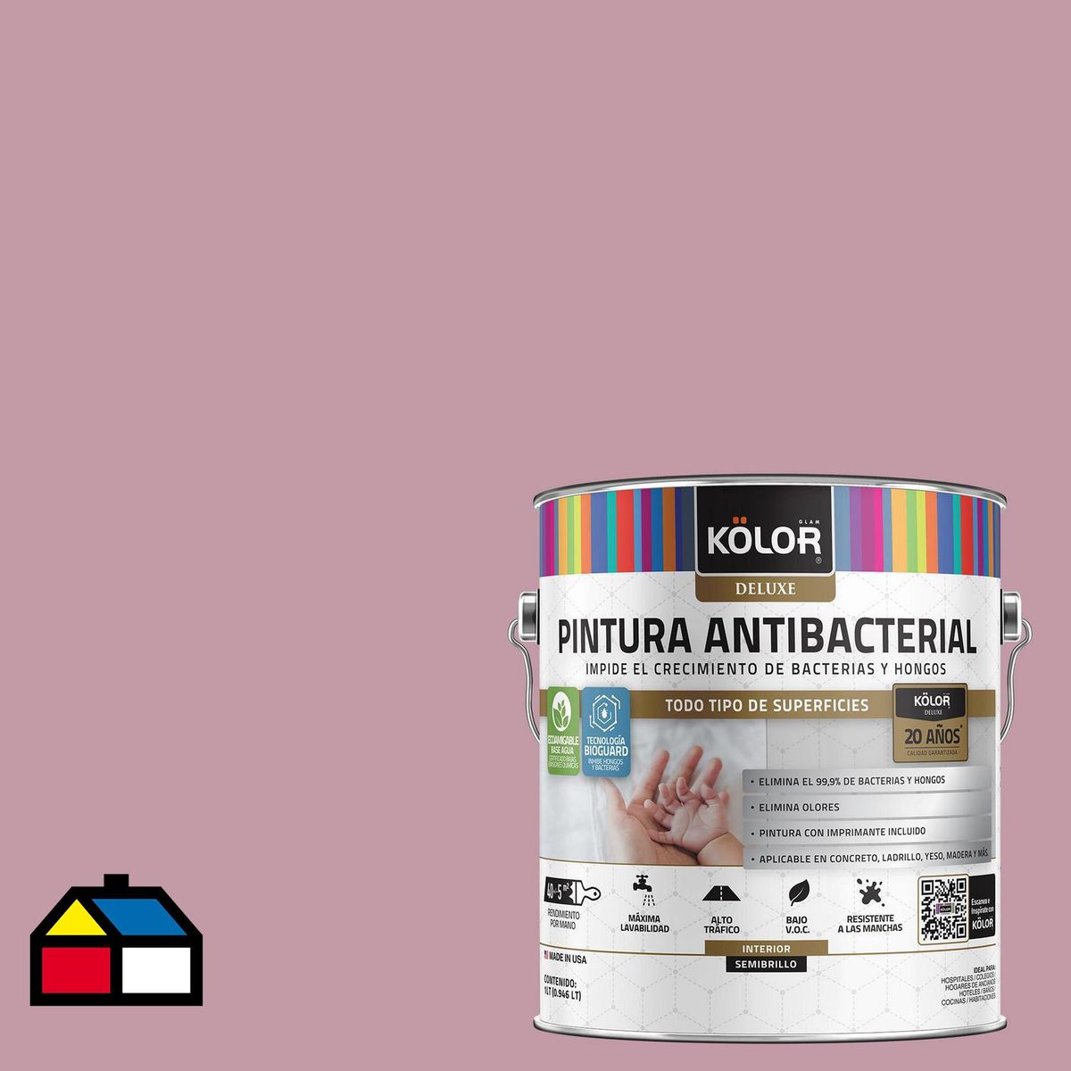 KOLOR - Pintura Antimicrobiana 1 galón(es) Semibrillante Púrpura Piran