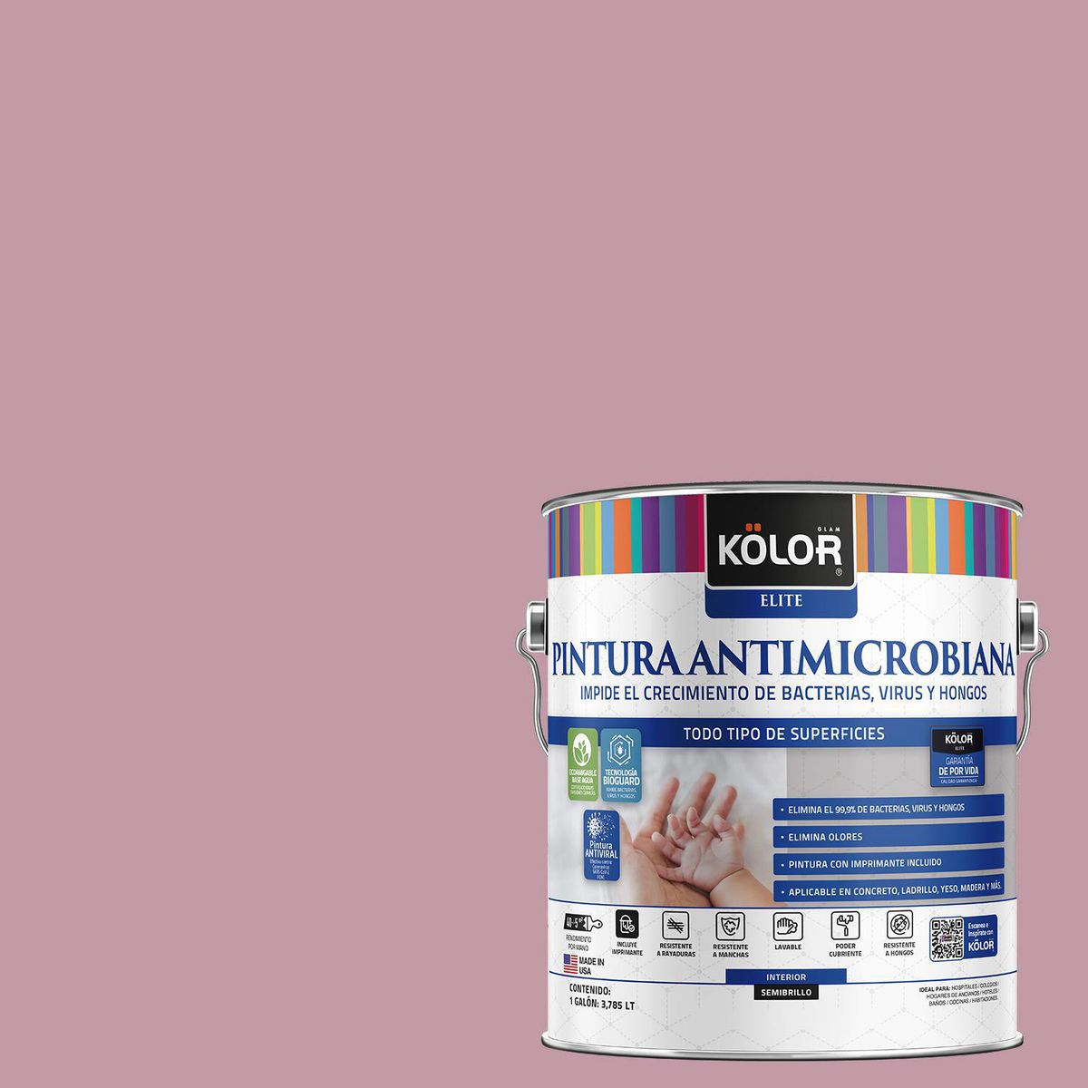 KOLOR - Pintura Antimicrobiana 1 galón(es) Semibrillante Púrpura Piran