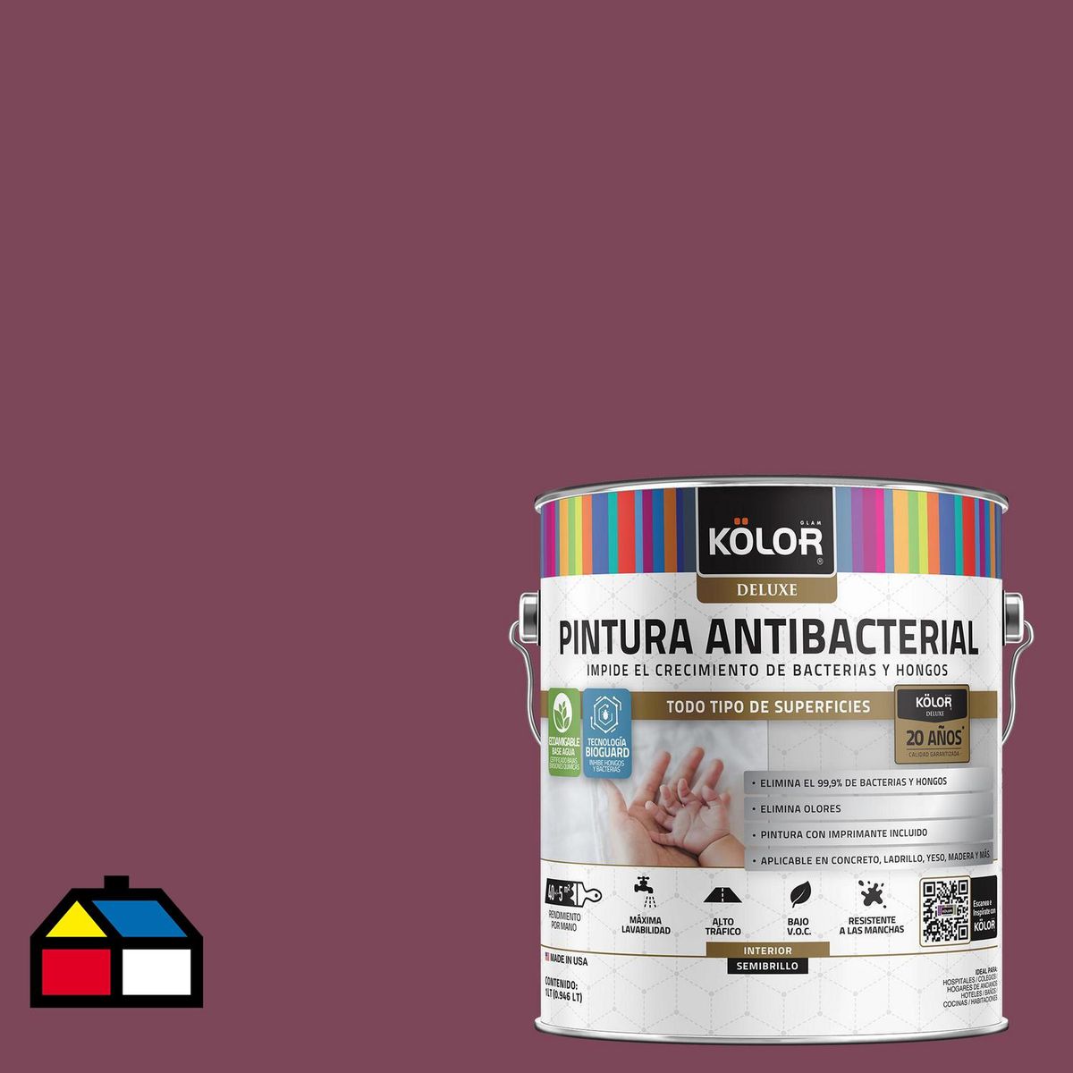 KOLOR - Pintura Antimicrobiana 1 galón(es) Semibrillante Púrpura Lesotho