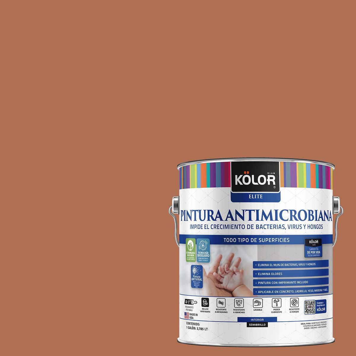 KOLOR - Pintura Antimicrobiana 1 galón(es) Semibrillante Fucsia Pietà