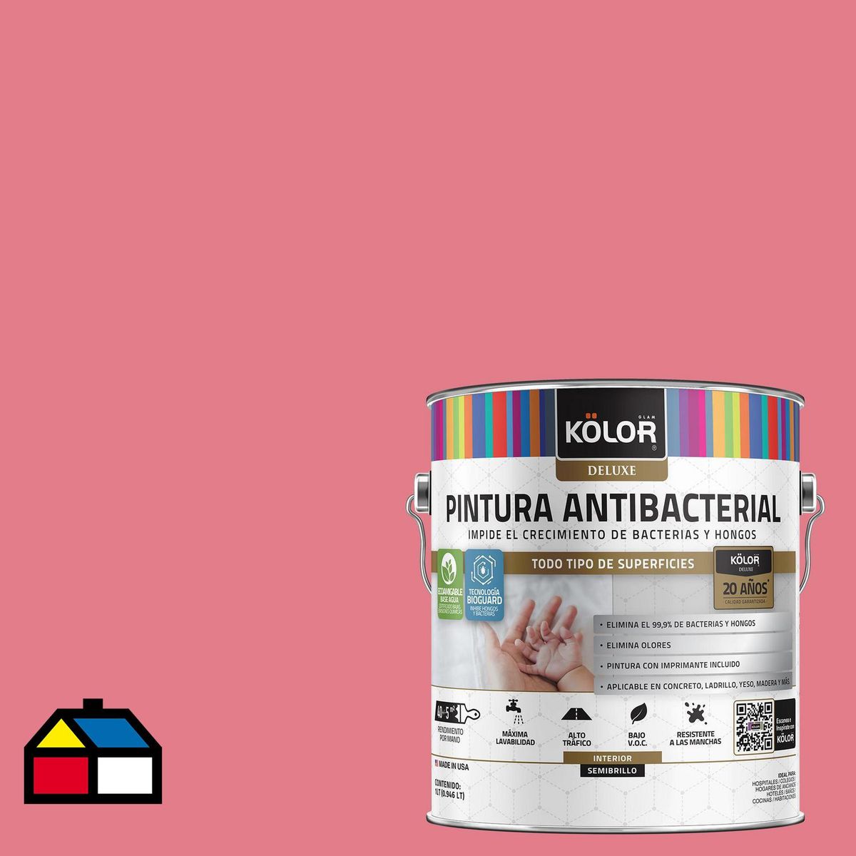 KOLOR - Pintura Antimicrobiana 1 galón(es) Semibrillante Rosado Groznyy