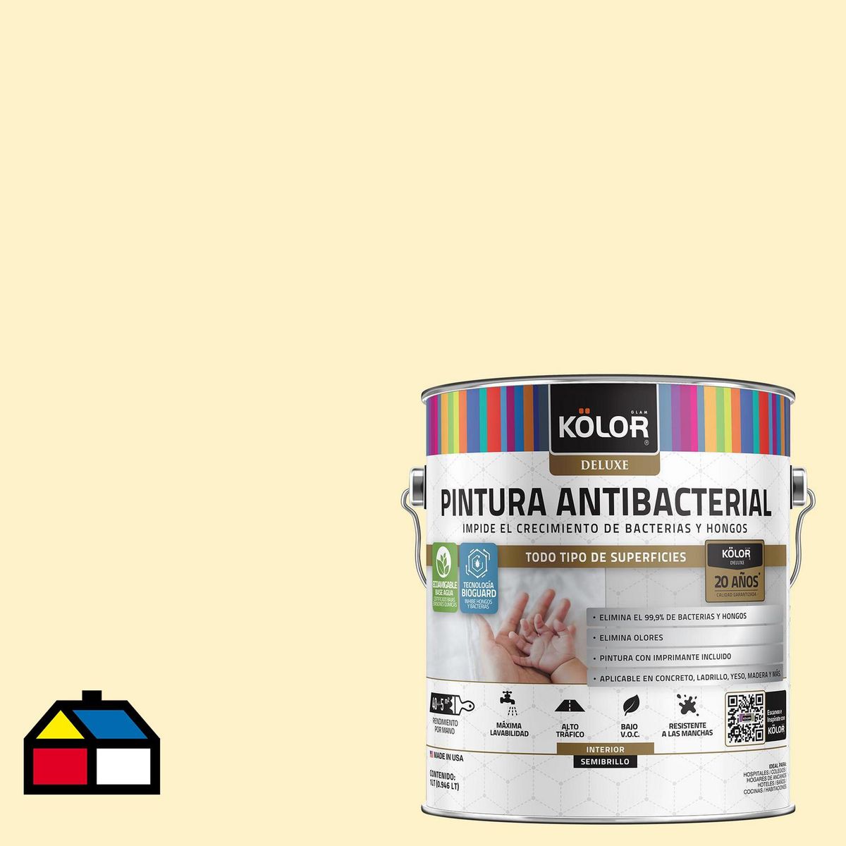 KOLOR - Pintura Antimicrobiana 1 galón(es) Semibrillante Beige Cebú