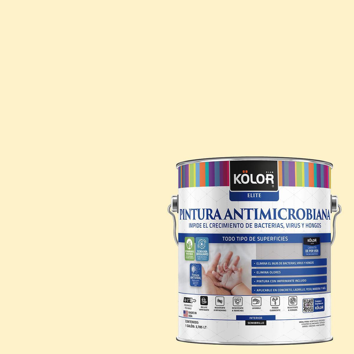 KOLOR - Pintura Antimicrobiana 1 galón(es) Semibrillante Beige Cebú