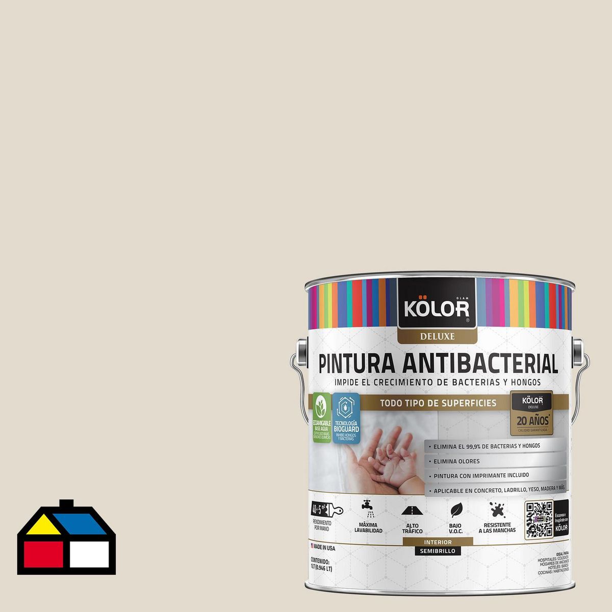 KOLOR - Pintura Antimicrobiana Semibrillante 1 galón(es) Beige Portree 