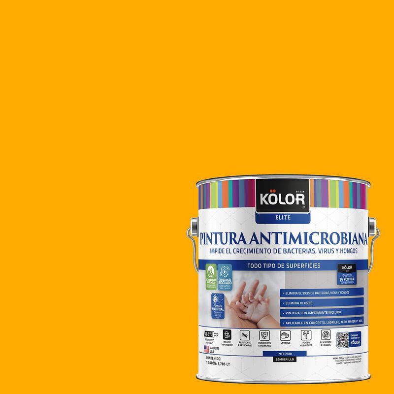 KOLOR - Pintura Antimicrobiana Semibrillante 1 galón(es) Amarillo Nabesna