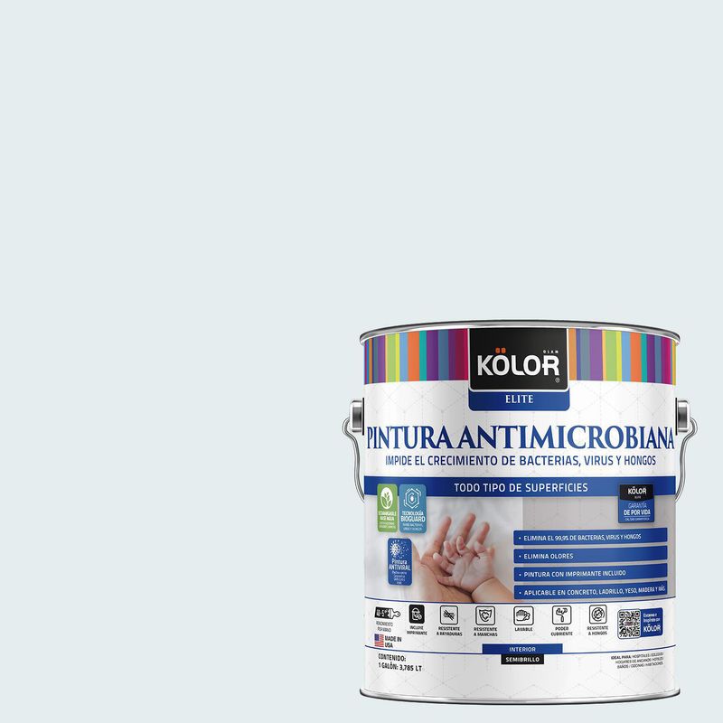 KOLOR - Pintura Antimicrobiana Semibrillante 1 galón(es) Gris Bristol