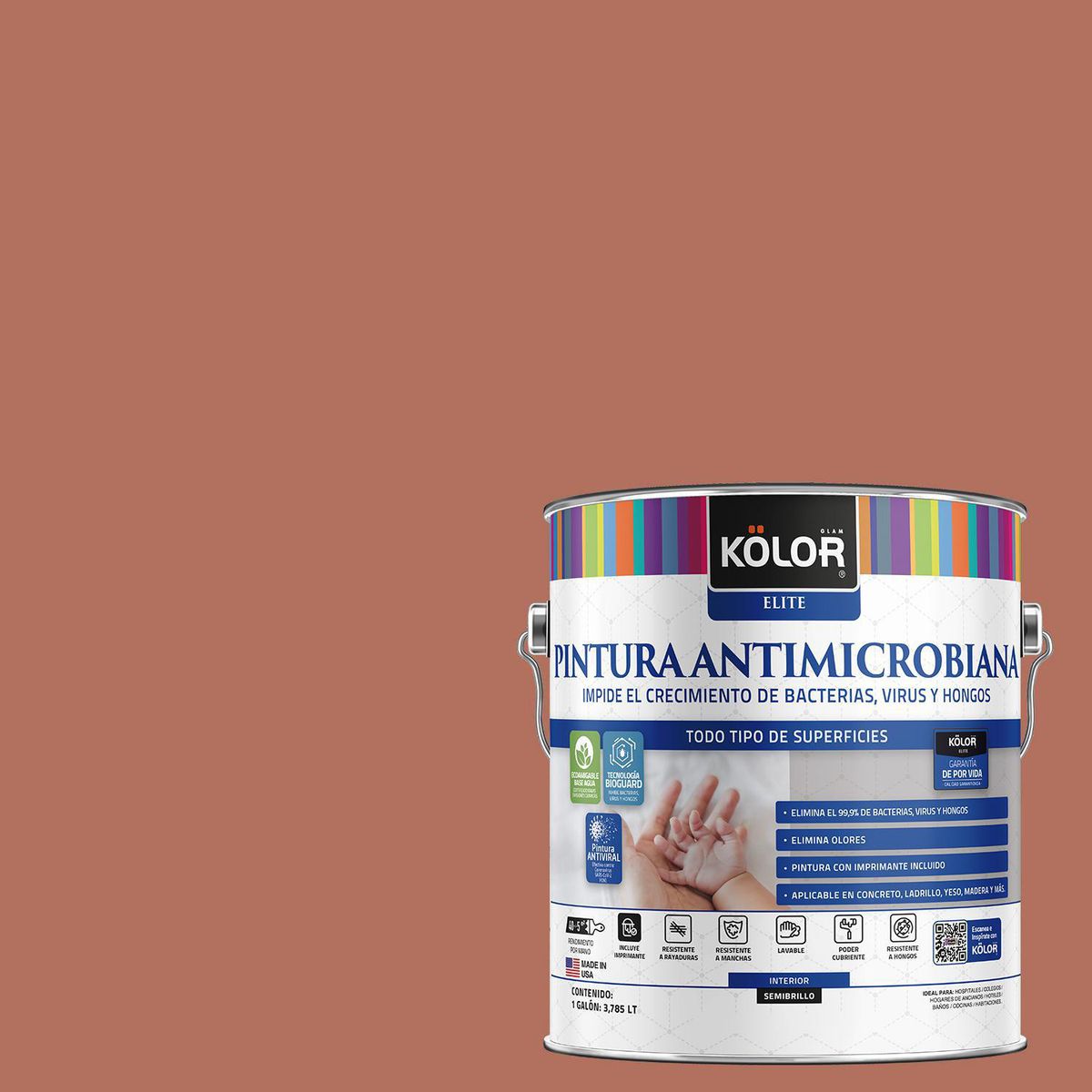 KOLOR - Pintura Antimicrobiana 1 galón(es) Semibrillante Fucsia Sopot
