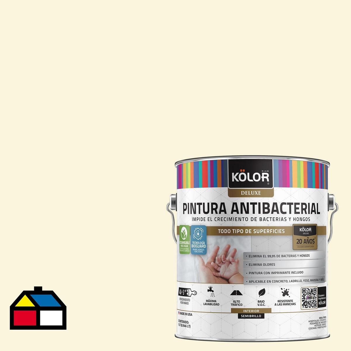 KOLOR - Pintura Antimicrobiana 1 galón(es) Semibrillante Beige Yokahoma