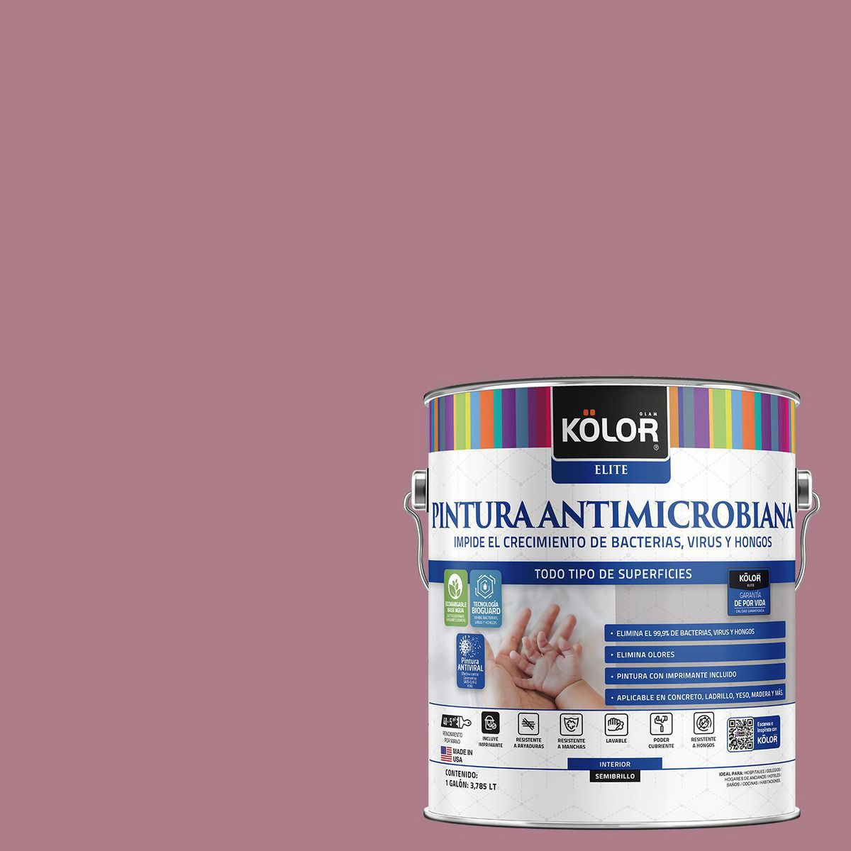 KOLOR - Pintura Antimicrobiana Semibrillante 1 galón(es) Púrpura Ghana 